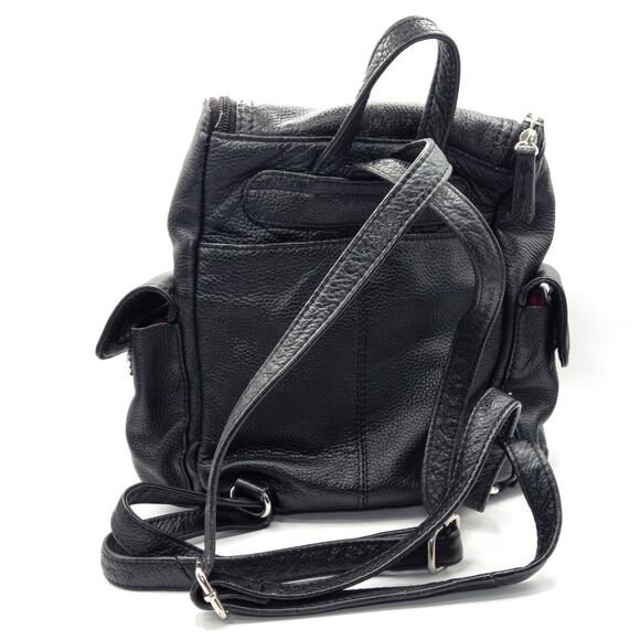 Harley-Davidson Women’s Mini Biker Backpack Black Pebbled Leather Studded Logo - Picture 2 of 11